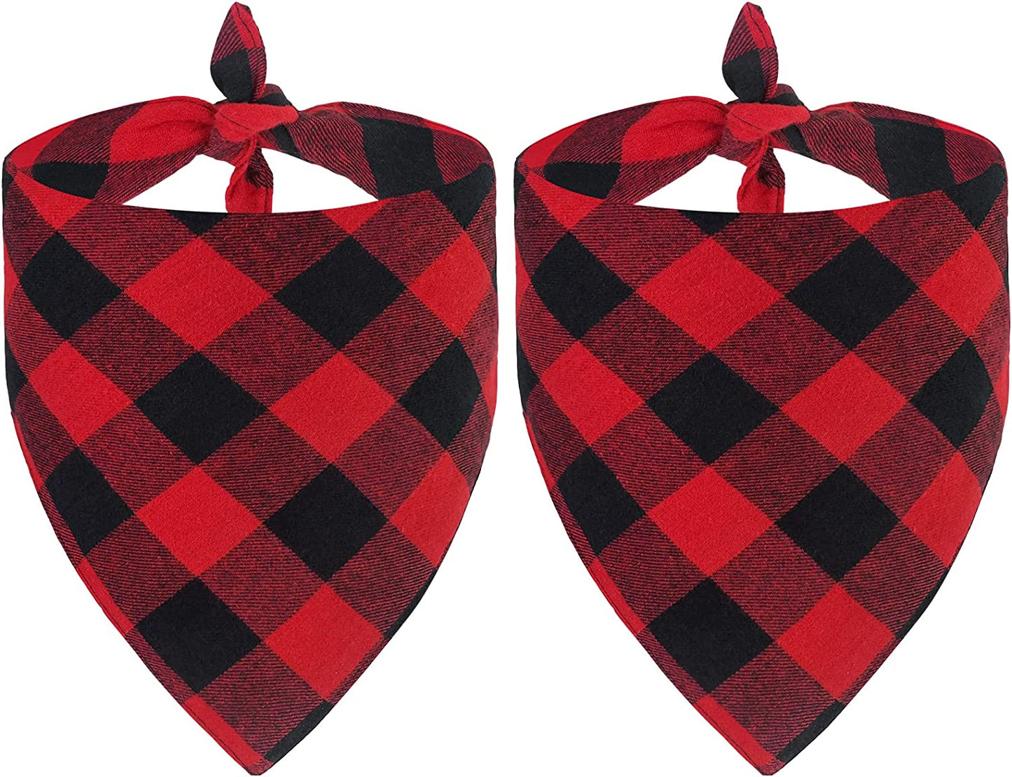 2 Pack Dog Bandanas Christmas Classic Buffalo Red Plaid Pet Scarf Triangle Bibs Kerchief Pet Costume Outfit Accessories for Small Large and Large Dogs Pets (Red + Red Plaid, Small)